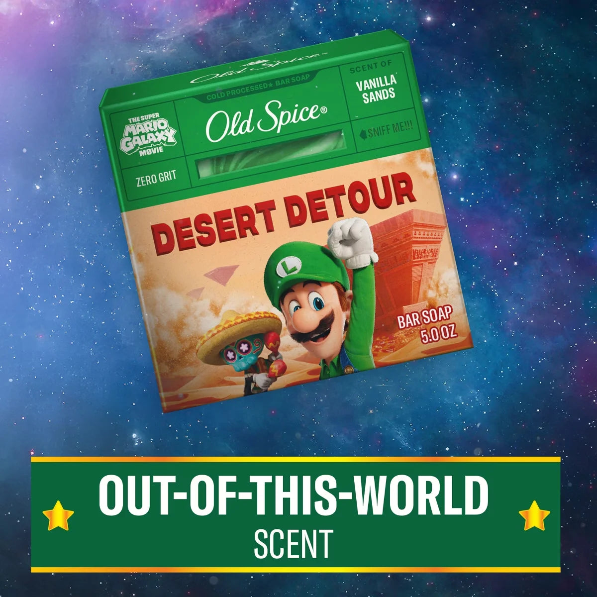 Old Spice x The Super Mario Galaxy Zero Grit - Men’s Desert Detour Cold Processed Bar Soap - Scent of Vanilla Sands - 5oz