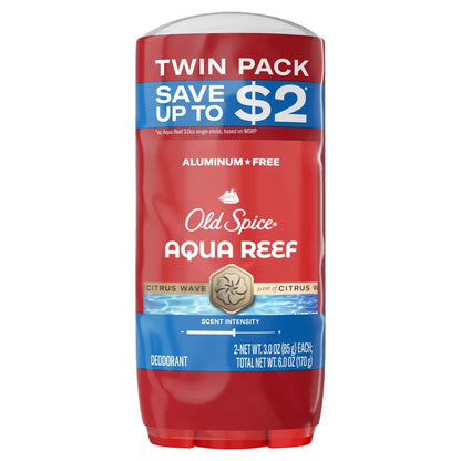 Old Spice Deodorant Aqua Reef Twin Pack - 3oz/2pk