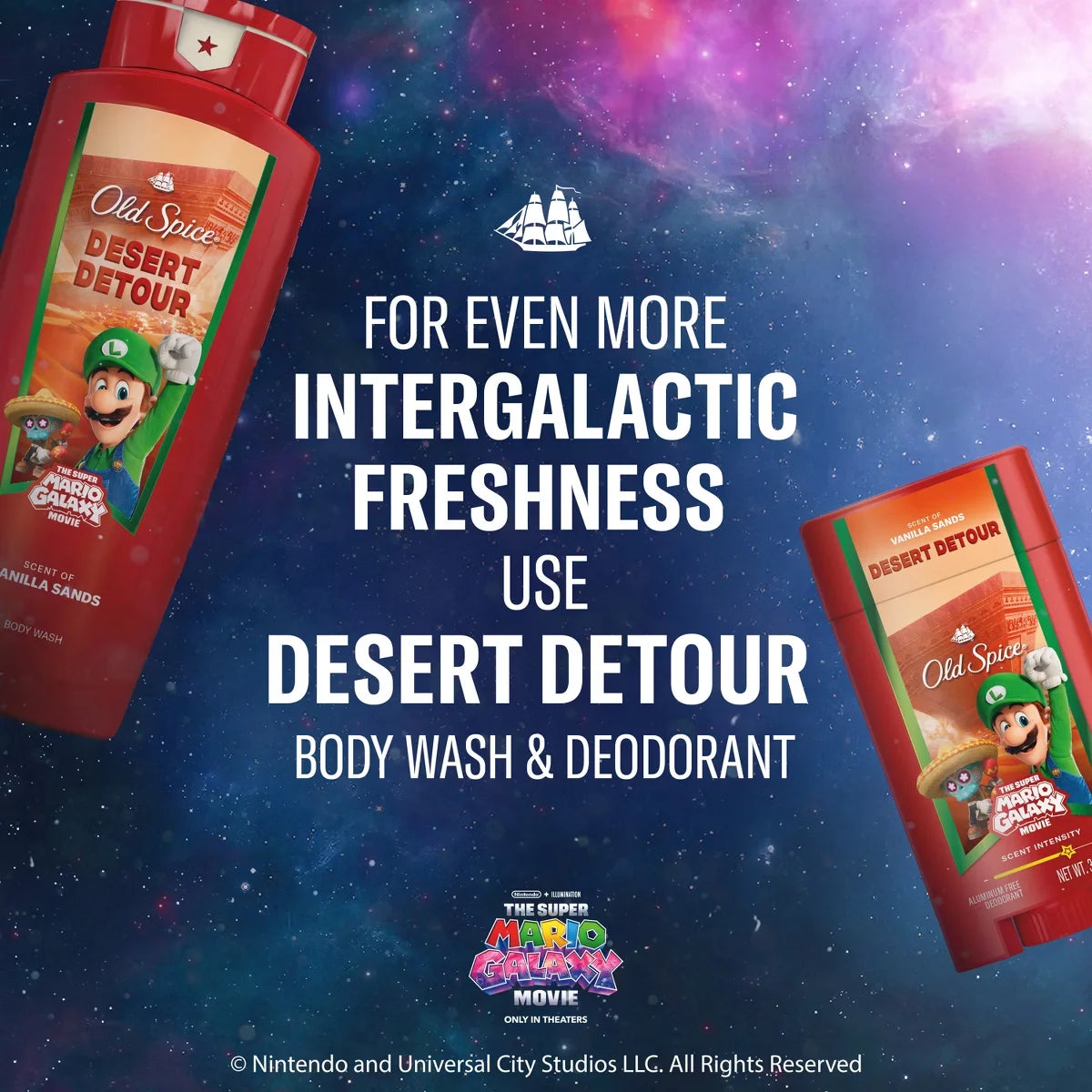 Old Spice x The Super Mario Galaxy Men’s 24/7 Lasting Freshness Desert Detour Aluminum-Free Deodorant - Scent of Vanilla Sands - 3oz
