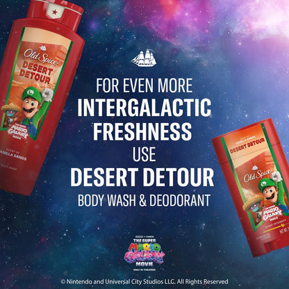 Old Spice x The Super Mario Galaxy Men’s 24/7 Lasting Freshness Desert Detour Aluminum-Free Deodorant - Scent of Vanilla Sands - 3oz