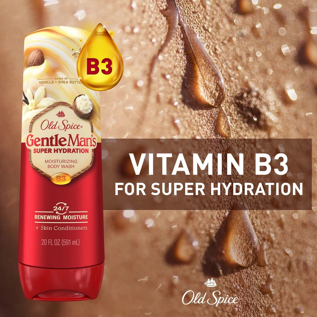 Old Spice Super Hydration Body Wash GentleMan's Blend for Deep Cleaning and 24/7 Renewing Moisture - Vanilla & Shea Butter - 20 fl oz