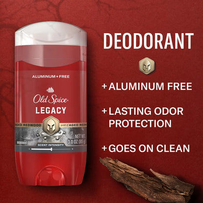 Old Spice Men's Long-Lasting Freshness 24-Hour Odor Protection Red Collection Deodorant - Legacy - 3oz
