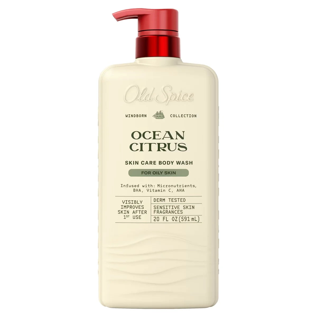 Old Spice Windborn Collection Men 's Body Wash for Oily Skin - Ocean Citrus - 20 fl oz: Moisturizing, Basic Cleansing, Contains Vitamin E