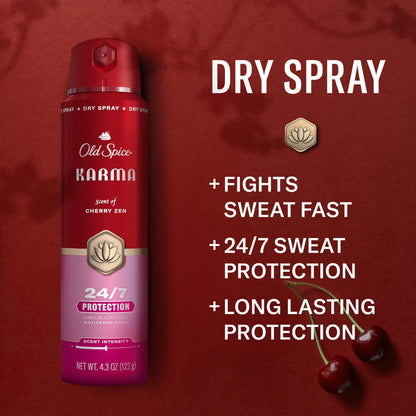 Old Spice Red Collection Men's 48-Hour Odor Protection Lightweight Formula All-Day Freshness Antiperspirant Spray - Karma Scent - 4.3oz