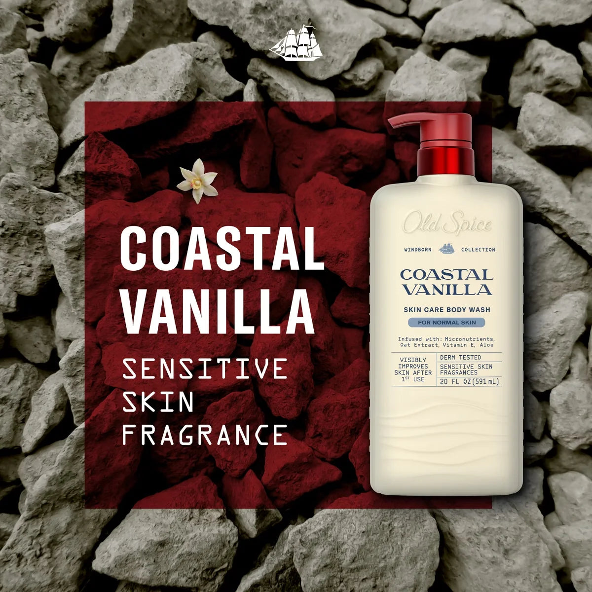 Old Spice Windborn Collection Men's Body Wash for Normal Skin - Coastal Vanilla Scent - 20 fl oz