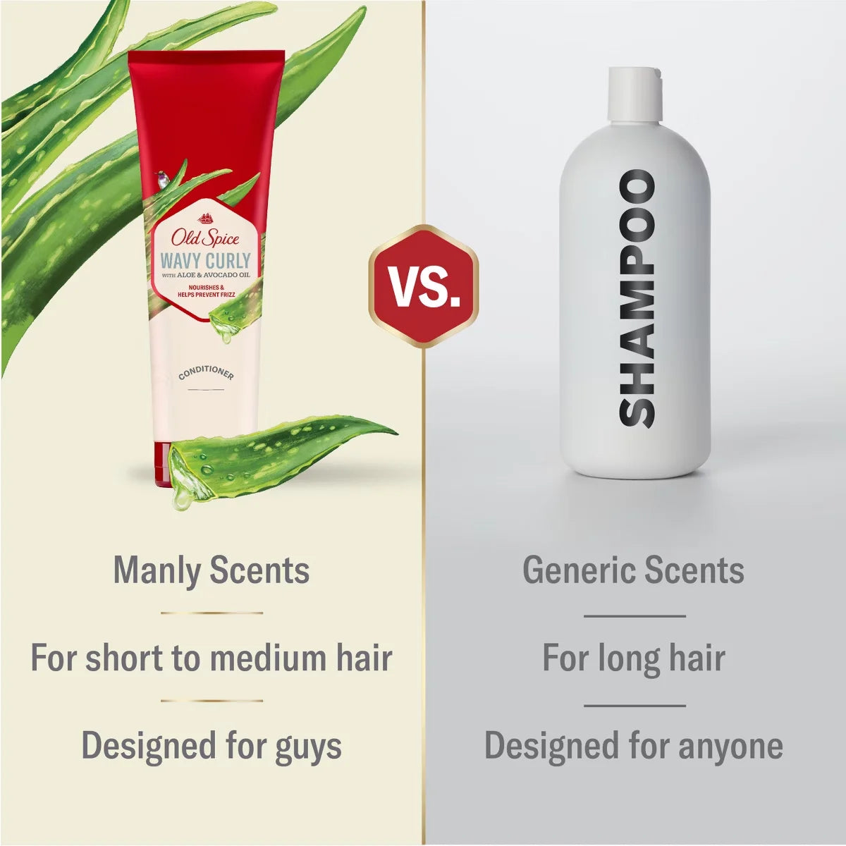 Old Spice Wavy Curly Hair Conditioner with Aloe and Avocado Oil - 8 fl oz: Curl Enhancing, All Hair Types, Contains Aloe and Avocado