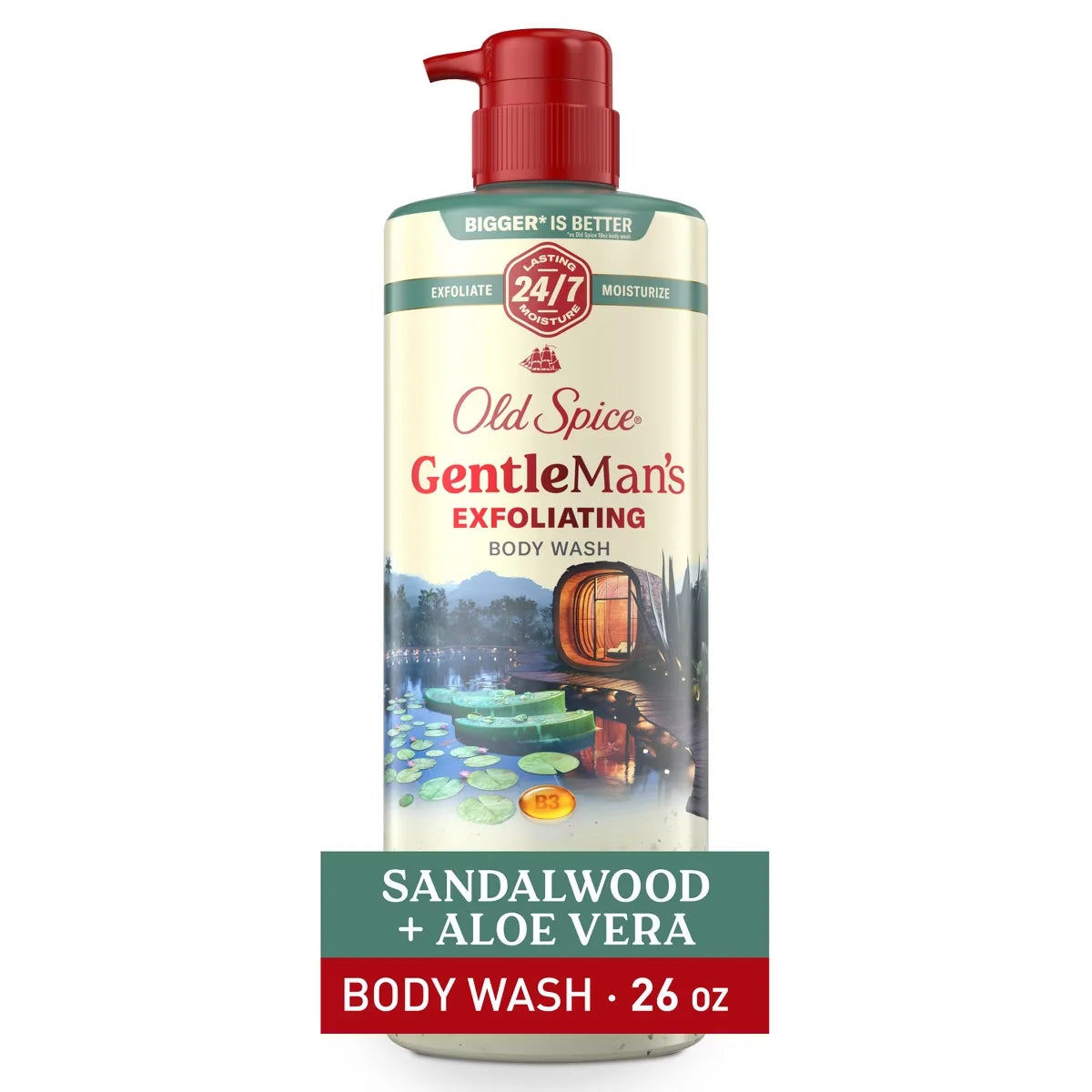 Old Spice Gentle Man's Blend Exfoliating Bodywash Pump - Sandalwood & Aloe Vera - 26 fl oz: Paraben-Free, Phthalate-Free, Contains Vitamin B3