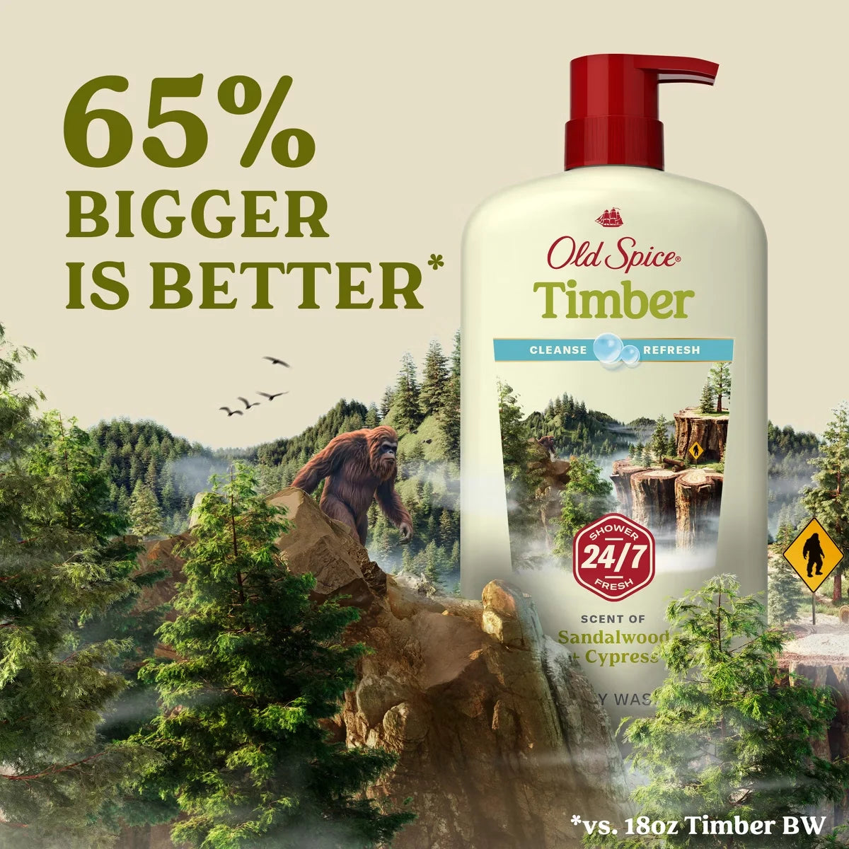 Old Spice Men's Body Wash Timber with Sandalwood - 30 fl oz: For Normal Skin, Liquid Form, Basic Cleansing, Whole Body