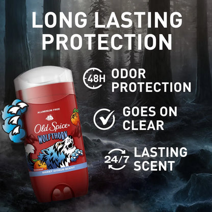 Old Spice Wolfthorn Scent Deodorant for Men - Aluminum-Free 3oz: Invisible Solid, Under Arm Application, Mature Skin