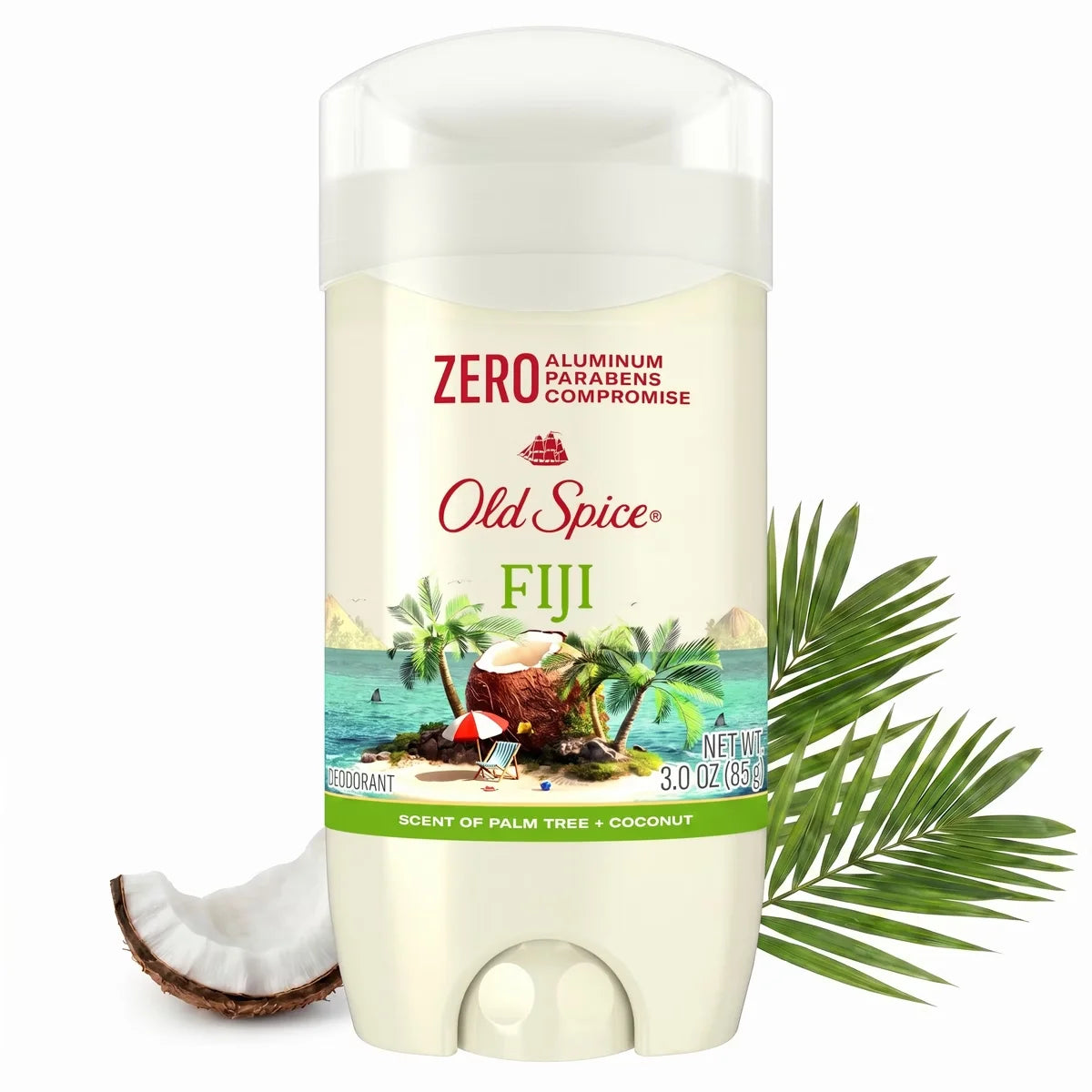 Old Spice Men's Deodorant Fiji with Palm Tree - Aluminum-Free 3oz: Invisible Solid, Normal Skin, Under Arm Use