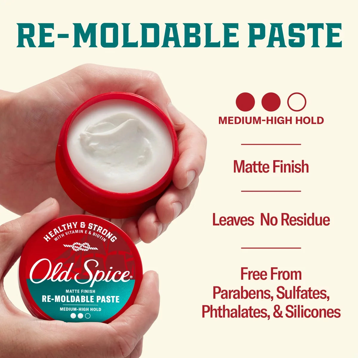 Old Spice Healthy & Strong Lightweight Hair Pomade Cream - 2.22oz