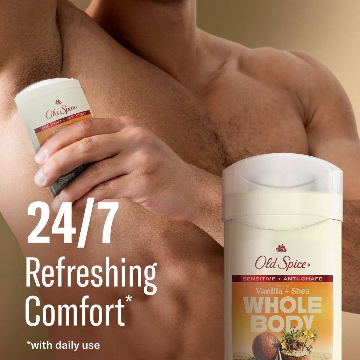 Old Spice Whole Body Solid Deodorant for Men - Vanilla & Shea - Aluminum-Free 3oz