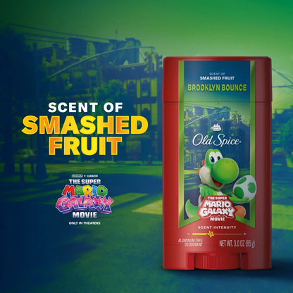 Old Spice x The Super Mario Galaxy Brooklyn Bounce Men's 24/7 Lasting Freshness Aluminum-Free Deodorant - Scent of Smashed Fruit - 3oz