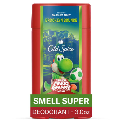 Old Spice x The Super Mario Galaxy Brooklyn Bounce Men's 24/7 Lasting Freshness Aluminum-Free Deodorant - Scent of Smashed Fruit - 3oz