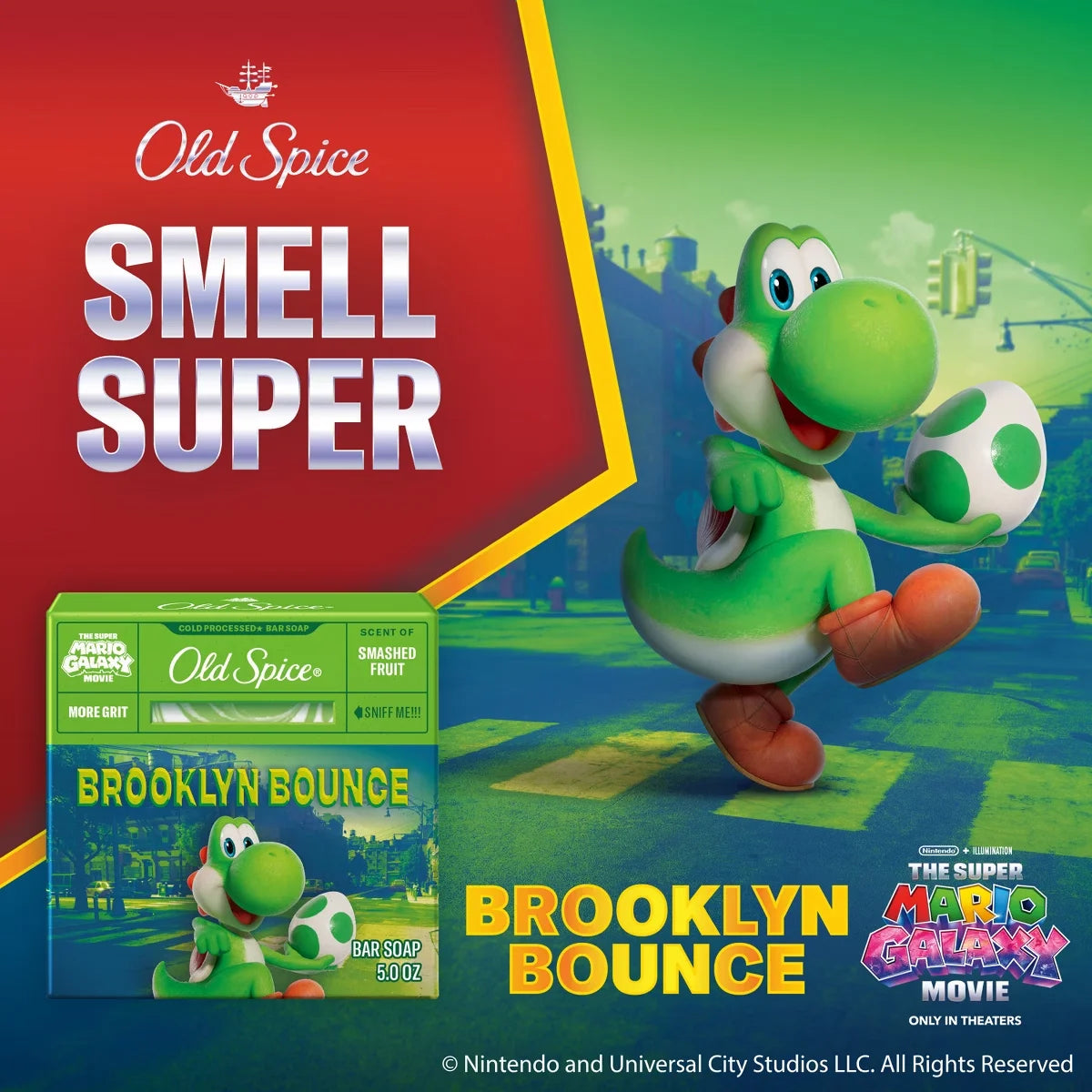 Old Spice x The Super Mario Galaxy Men’s Brooklyn Bounce Cold Processed Bar Soap - Scent of Smashed Fruit - 5oz: Basic Cleansing, Normal Skin