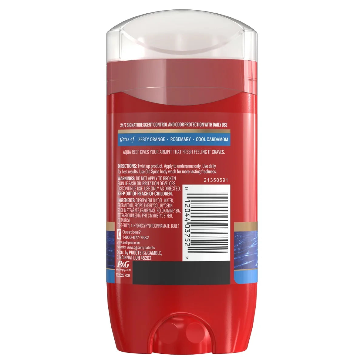 Old Spice Red Zone Aqua Reef Deodorant - 3oz: Invisible Solid, Under Arm Application, Normal Skin, Scented