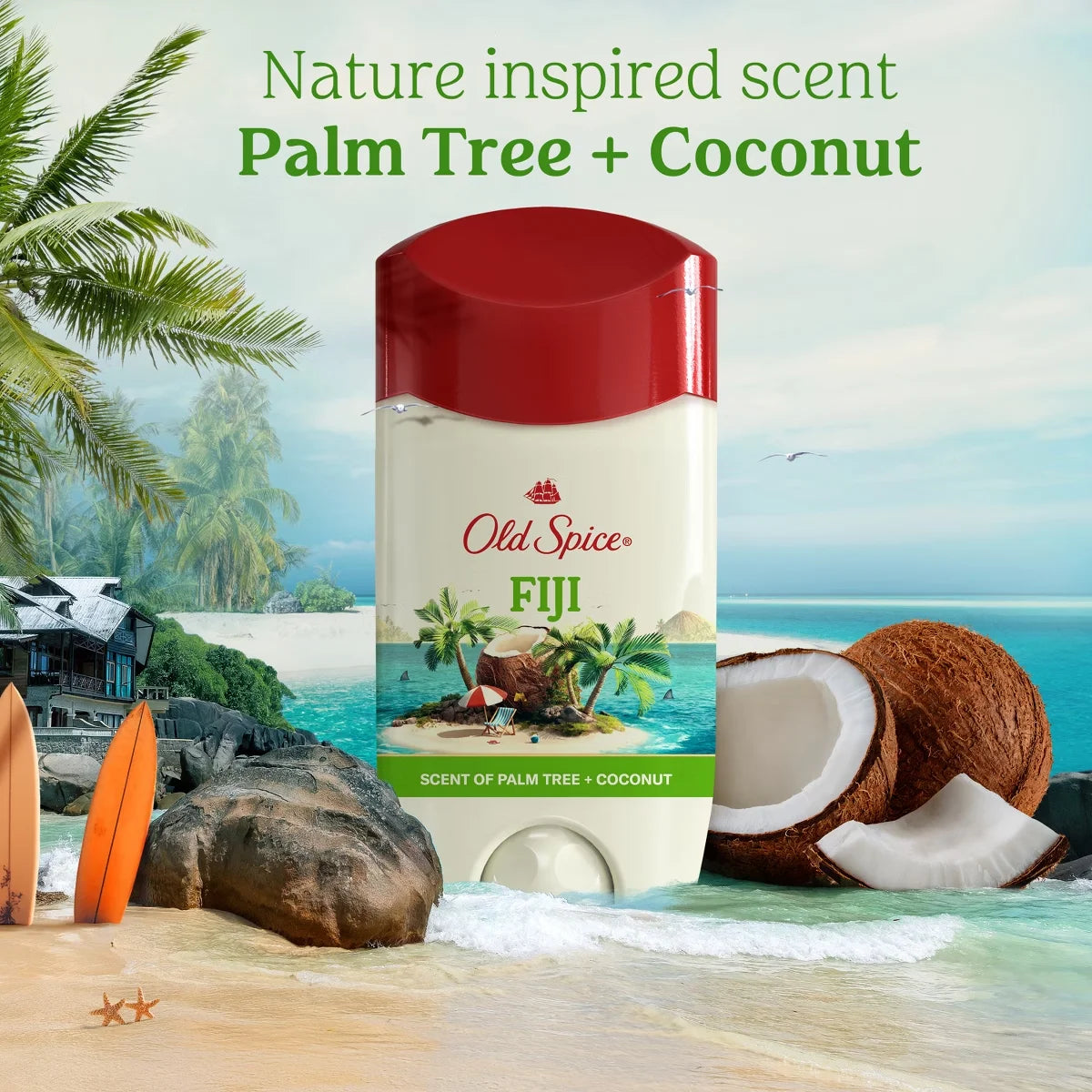 Old Spice Men's Fiji with Palm Tree Antiperspirant & Deodorant - 2.6oz: Paraben-Free, Invisible Solid, Under Arm