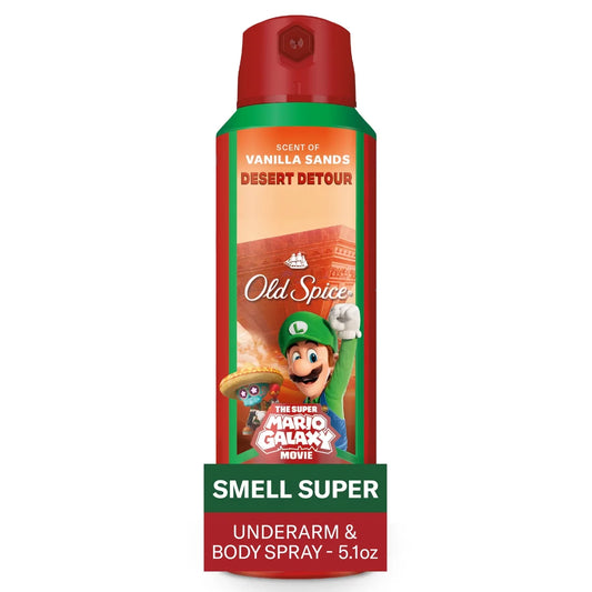 Old Spice x The Super Mario Galaxy 24/7 Odor Control Aluminum-Free Deodorant Body Spray - Desert Detour - 5.1 fl oz