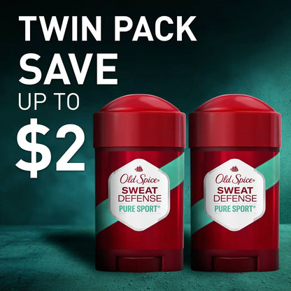 Old Spice Hardest Working Collection Sweat Defense Solid Antiperspirant & Deodorant Pure Sport Plus Twin Pack - 2.6oz