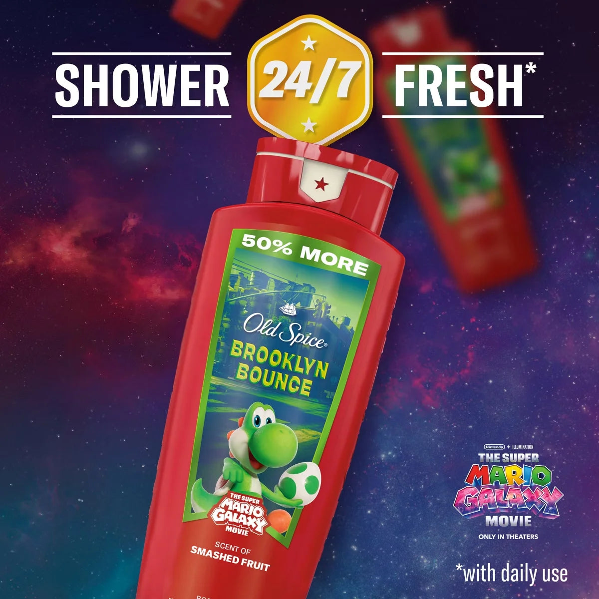 Old Spice x The Super Mario Galaxy Brooklyn Bounce Men's 24/7 Shower Fresh Body Wash - Scent of Smashed Fruit - 24 fl oz