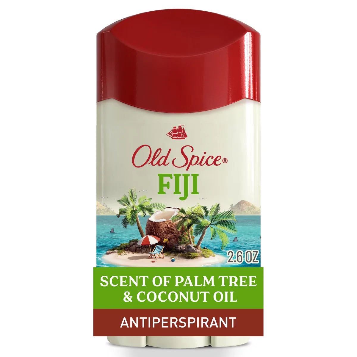 Old Spice Men's Antiperspirant & Deodorant Fiji Scent - 2.6oz: Invisible Solid, Under Arm Application, Animal By-Product-Free