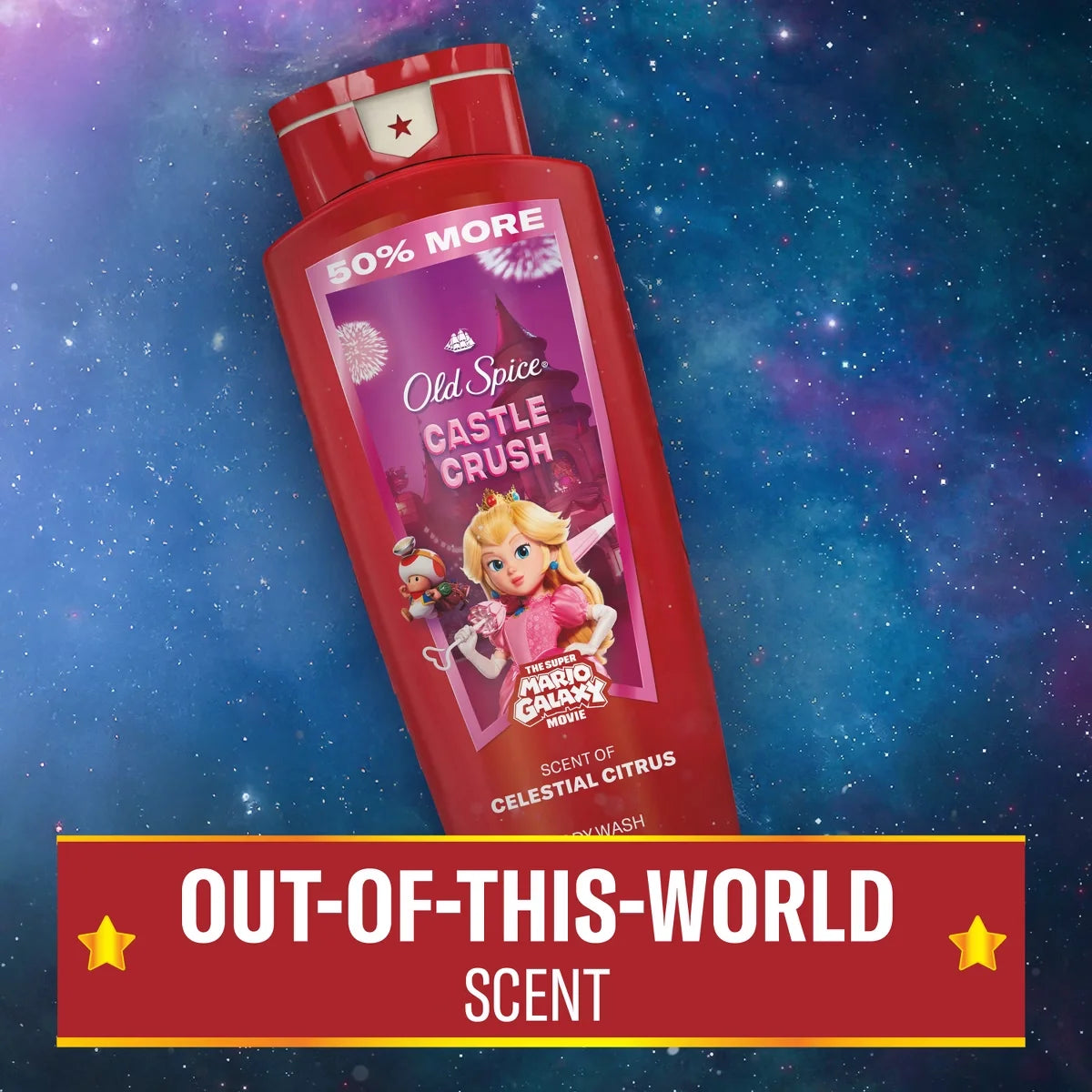 Old Spice x The Super Mario Galaxy Men's 24/7 Shower Fresh Castle Crush Body Wash - Scent of Celestial Citrus - 24oz