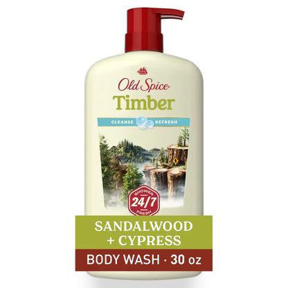 Old Spice Men's Body Wash Timber with Sandalwood - 30 fl oz: For Normal Skin, Liquid Form, Basic Cleansing, Whole Body