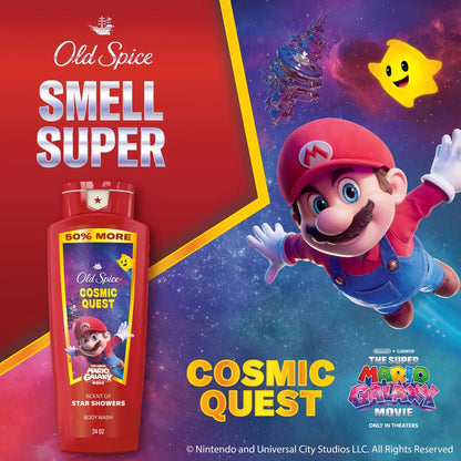 Old Spice x The Super Mario Galaxy Men's 24/7 Shower Fresh Cosmic Quest Body Wash - Scent of Star Showers - 24 fl oz