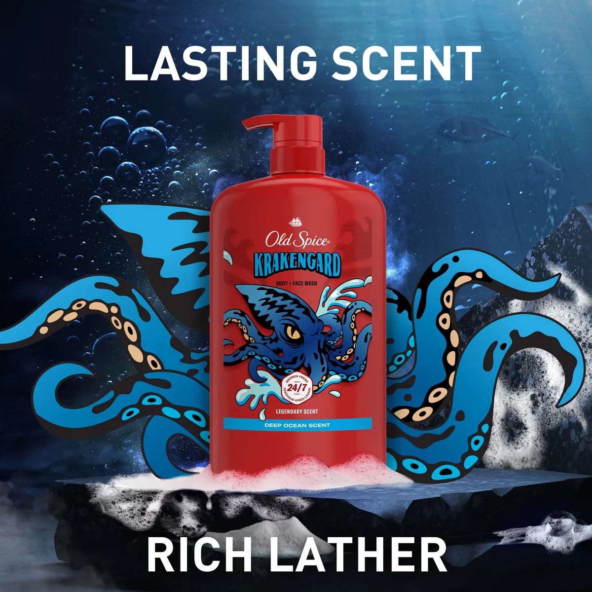 Old Spice Men's Krakenguard Body Wash Pump - Scented - 33.4 fl oz: For Normal/Combination Skin, Whole Body Use