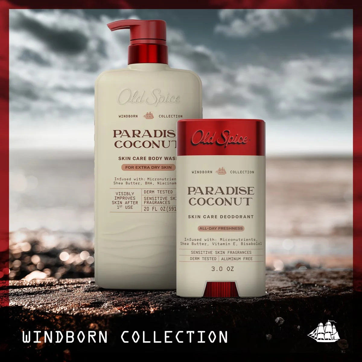 Old Spice Windborn Collection Men's Body Wash for Extra Dry Skin - Paradise Coconut Scent - 20 fl oz