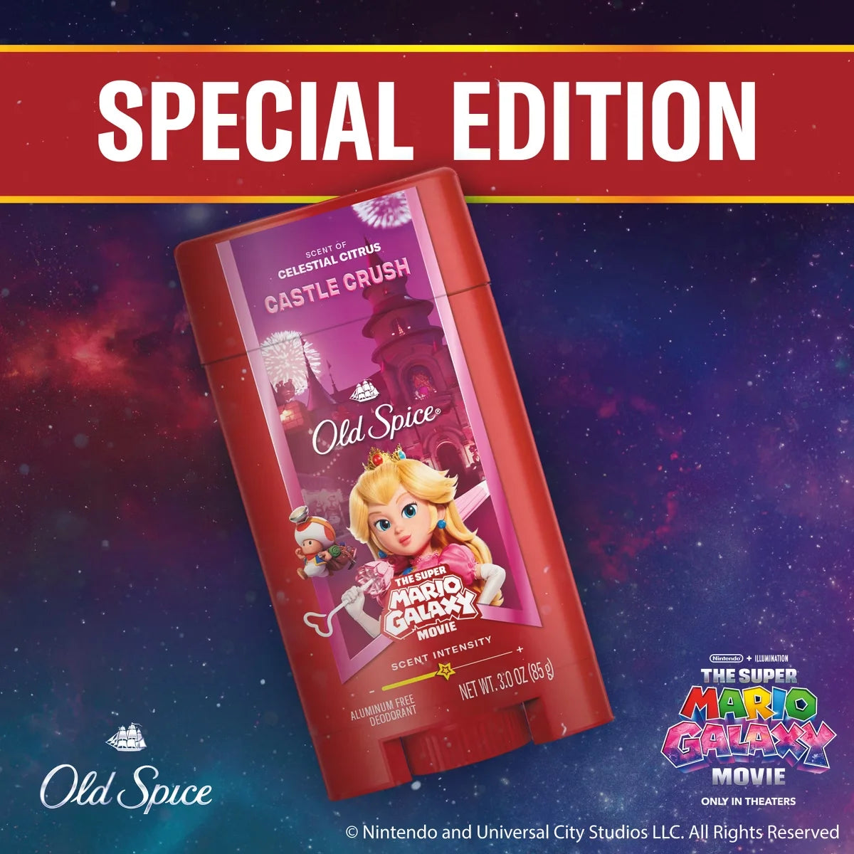 Old Spice x The Super Mario Galaxy Men’s 24/7 Lasting Freshness Aluminum-Free Deodorant - Castle Crush - 3oz