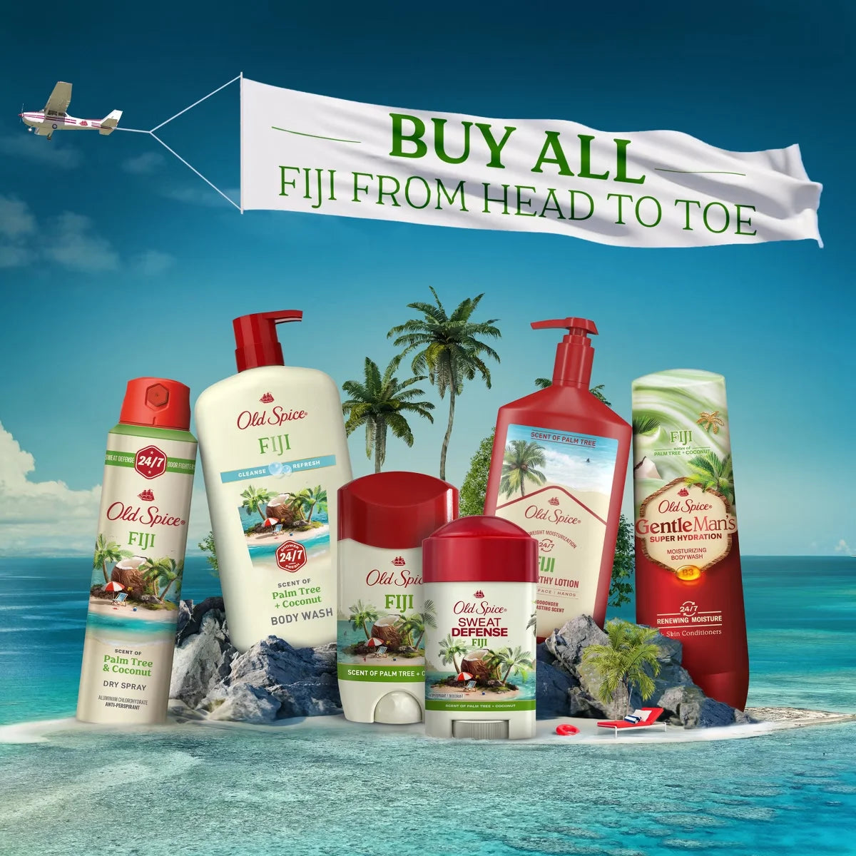 Old Spice Men's Antiperspirant & Deodorant Fiji Scent - 2.6oz: Invisible Solid, Under Arm Application, Animal By-Product-Free