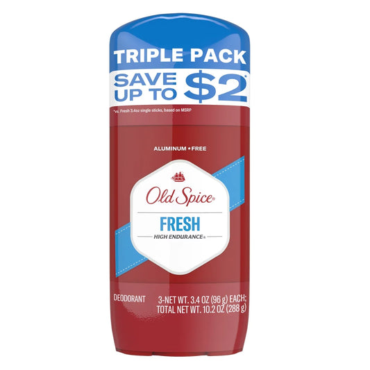Old Spice Men's Deodorant - Legendary Fragrance Fresh - 3.4oz/3pk: Under Arm Application, Invisible Solid, Antiperspirant
