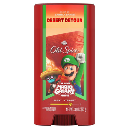Old Spice x The Super Mario Galaxy Men’s 24/7 Lasting Freshness Desert Detour Aluminum-Free Deodorant - Scent of Vanilla Sands - 3oz
