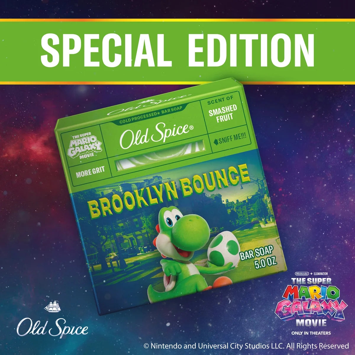 Old Spice x The Super Mario Galaxy Men’s Brooklyn Bounce Cold Processed Bar Soap - Scent of Smashed Fruit - 5oz: Basic Cleansing, Normal Skin