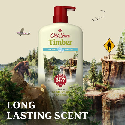 Old Spice Men's Body Wash Timber with Sandalwood - 30 fl oz: For Normal Skin, Liquid Form, Basic Cleansing, Whole Body