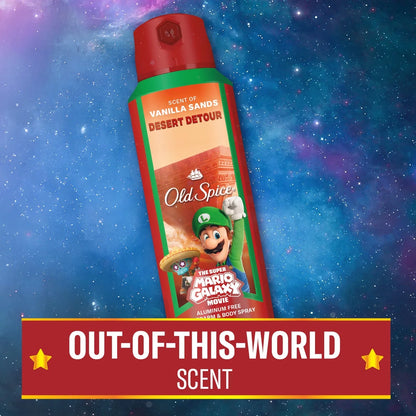 Old Spice x The Super Mario Galaxy 24/7 Odor Control Aluminum-Free Deodorant Body Spray - Desert Detour - 5.1 fl oz