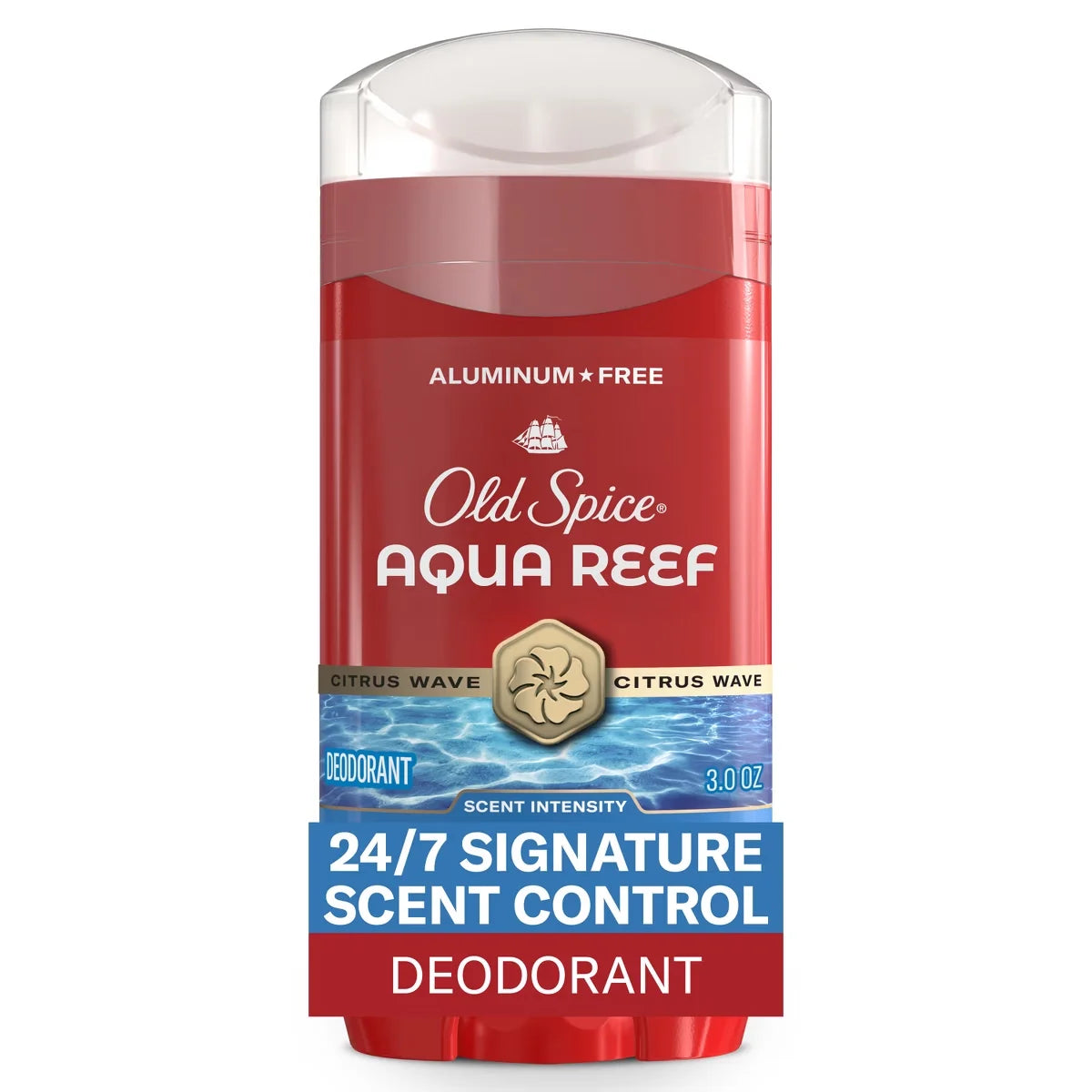 Old Spice Red Zone Aqua Reef Deodorant - 3oz: Invisible Solid, Under Arm Application, Normal Skin, Scented