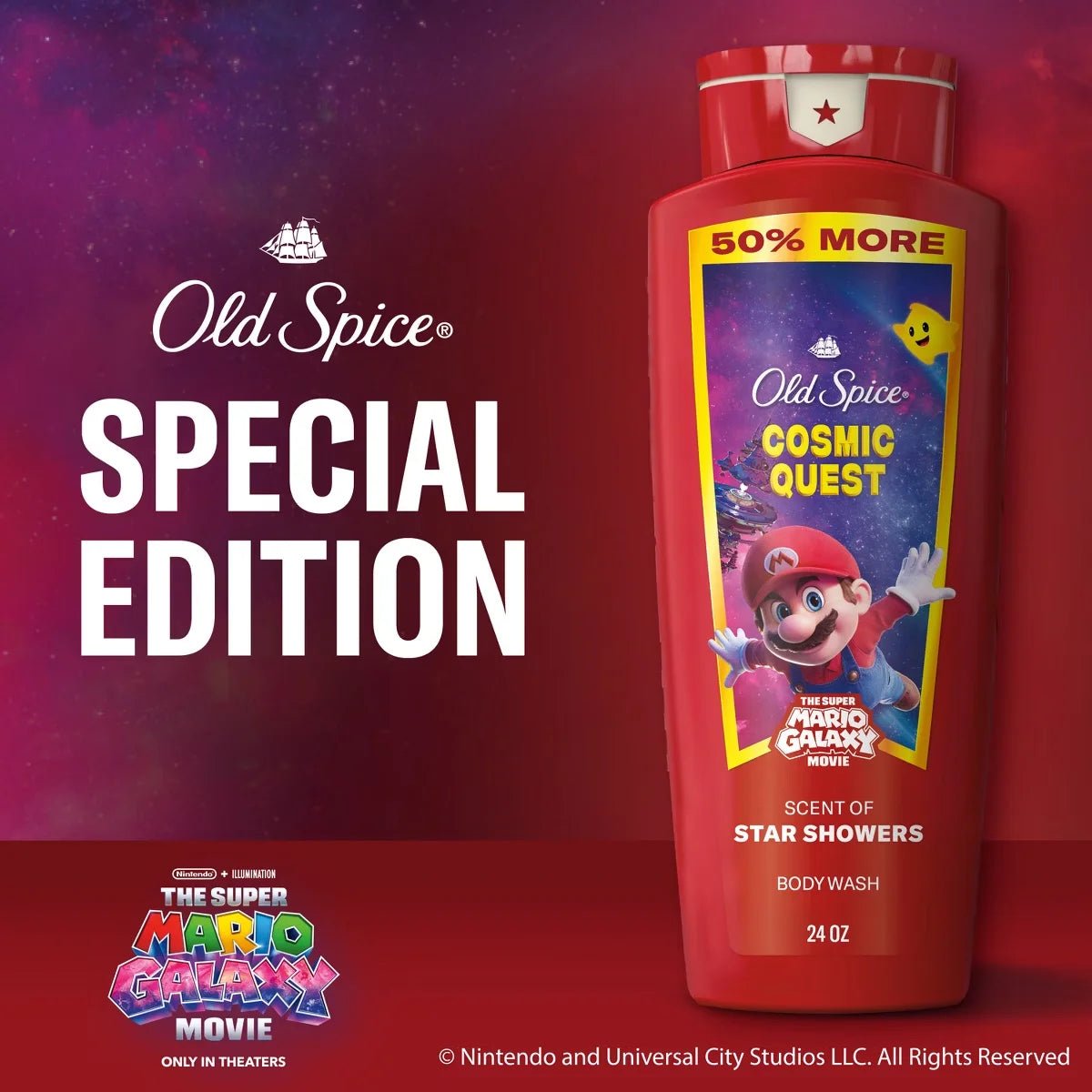 Old Spice x The Super Mario Galaxy Men's 24/7 Shower Fresh Cosmic Quest Body Wash - Scent of Star Showers - 24 fl oz