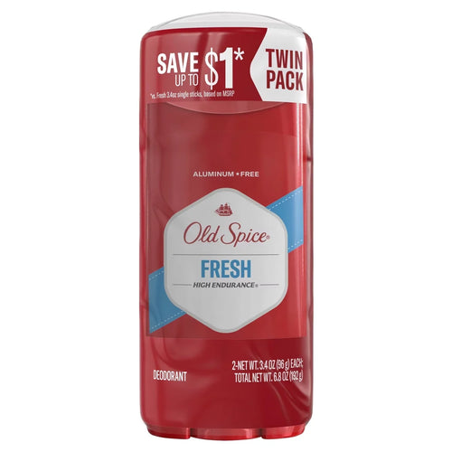 Old Spice High Endurance Deodorant for Men - Aluminum-Free 3.4oz/2pk: Under Arm, Invisible Solid, Fresh Scent, Normal Skin