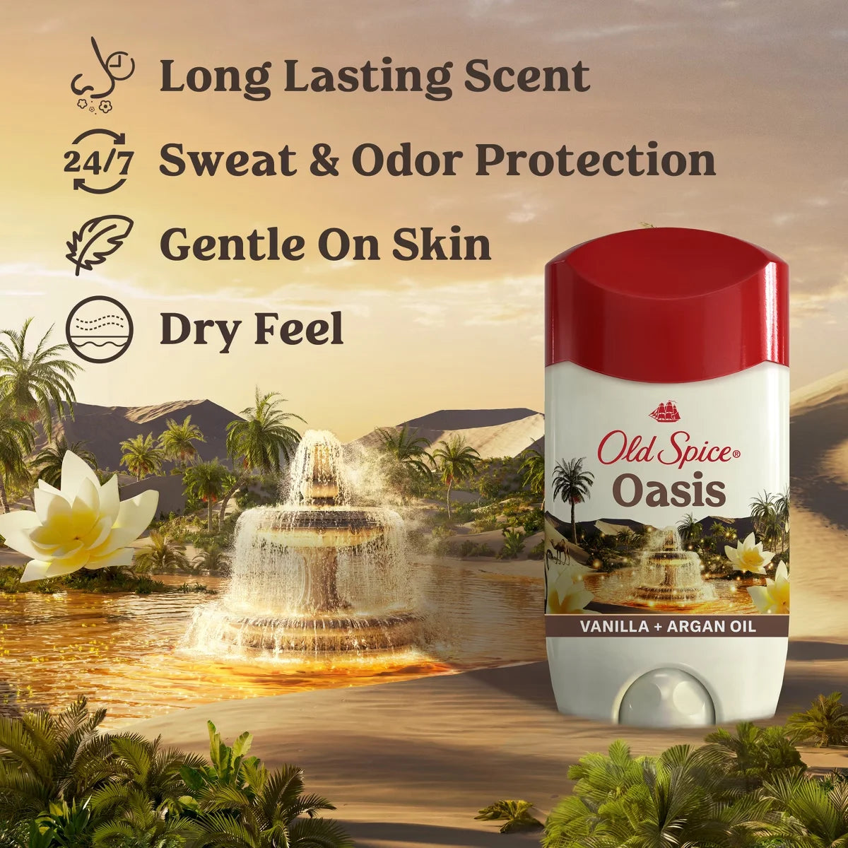Old Spice Antiperspirant & Deodorant - Invisible Solid - Oasis - 2.6oz: Under Arm, Vanilla Scent, Normal Skin