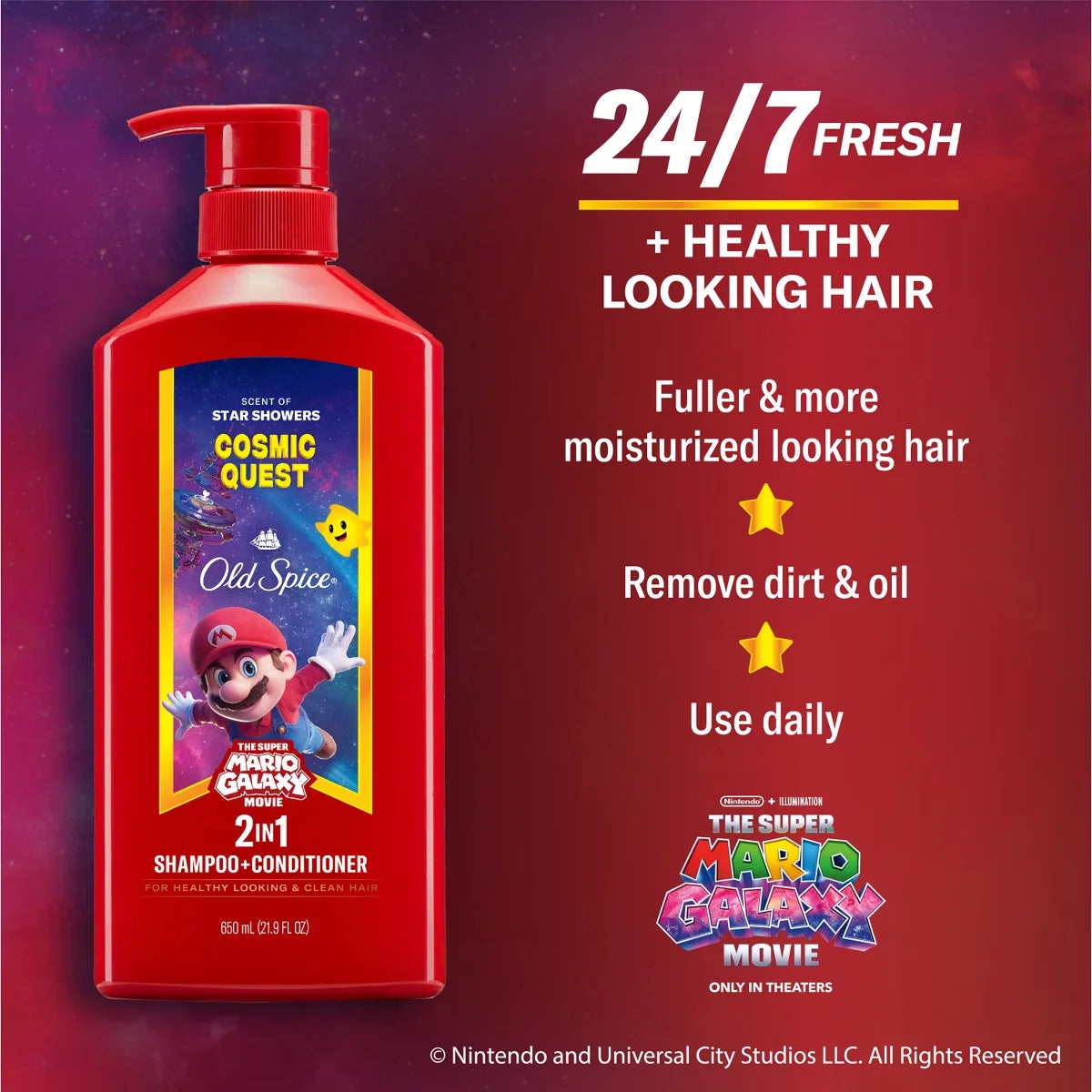 Old Spice Super Mario Cosmic Galaxy 2-in-1 Shampoo and Conditioner - 21.9 fl oz