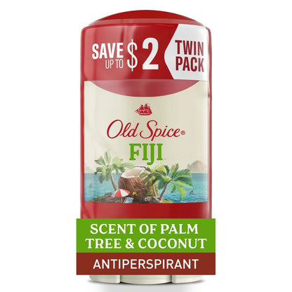 Old Spice Men's Fiji with Palm Tree Antiperspirant & Deodorant - 2.6oz/2pk: Paraben-Free, Invisible Solid, Under Arm Use