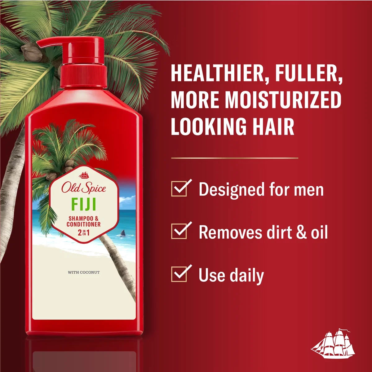 Old Spice Men's Fiji 2-in-1 Shampoo & Conditioner