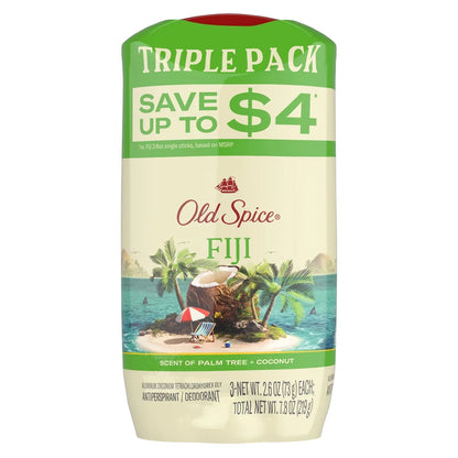 Old Spice Men's Antiperspirant & Deodorant - Fiji with Palm Tree - 2.6oz/3pk: Invisible Solid with Tropical Coconut Scent