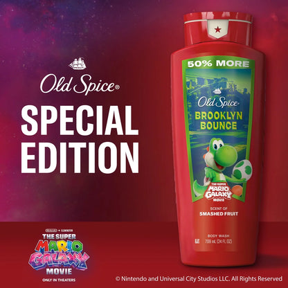 Old Spice x The Super Mario Galaxy Brooklyn Bounce Men's 24/7 Shower Fresh Body Wash - Scent of Smashed Fruit - 24 fl oz