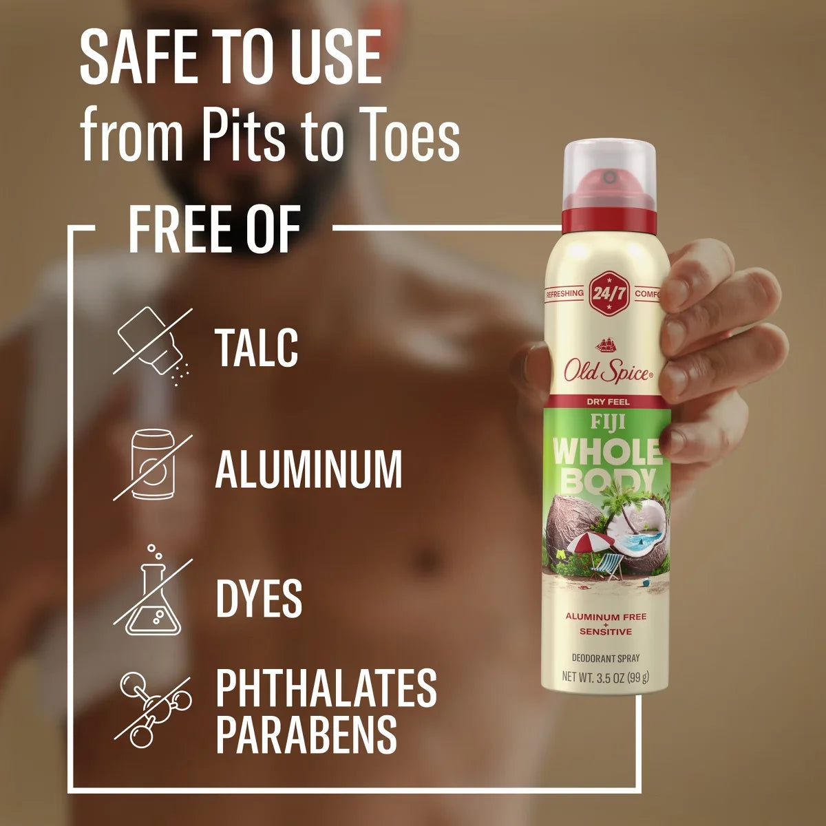 Old Spice Whole Body Spray Deodorant for Men - Fiji - Aluminum-Free 3.5oz