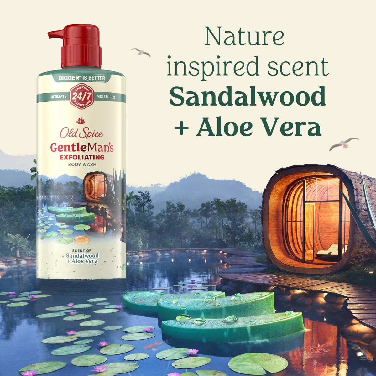 Old Spice Gentle Man's Blend Exfoliating Bodywash Pump - Sandalwood & Aloe Vera - 26 fl oz: Paraben-Free, Phthalate-Free, Contains Vitamin B3