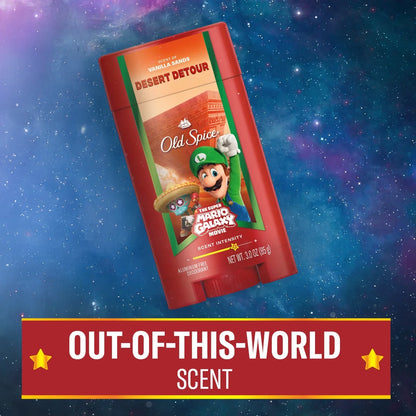 Old Spice x The Super Mario Galaxy Men’s 24/7 Lasting Freshness Desert Detour Aluminum-Free Deodorant - Scent of Vanilla Sands - 3oz