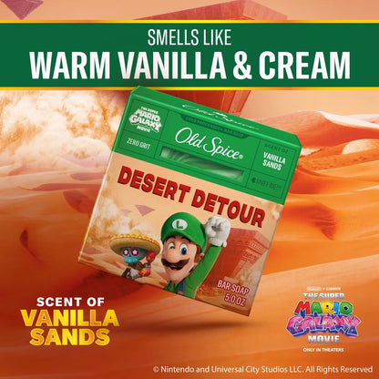 Old Spice x The Super Mario Galaxy Zero Grit - Men’s Desert Detour Cold Processed Bar Soap - Scent of Vanilla Sands - 5oz